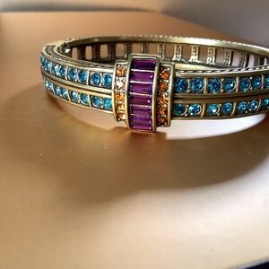 Heidi Daus Crystal Bangle Bracelet Aqua Multi SZ M